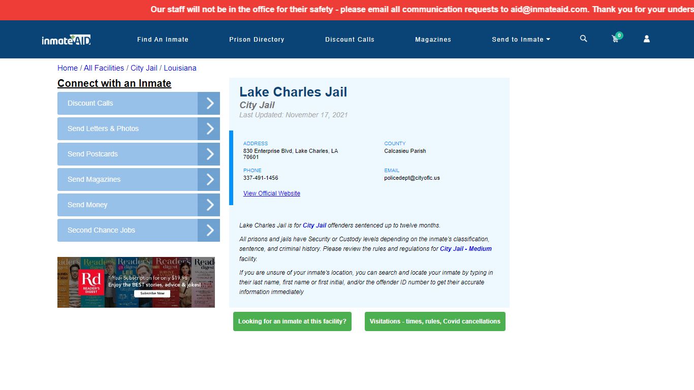 Lake Charles Jail | Inmate Locator