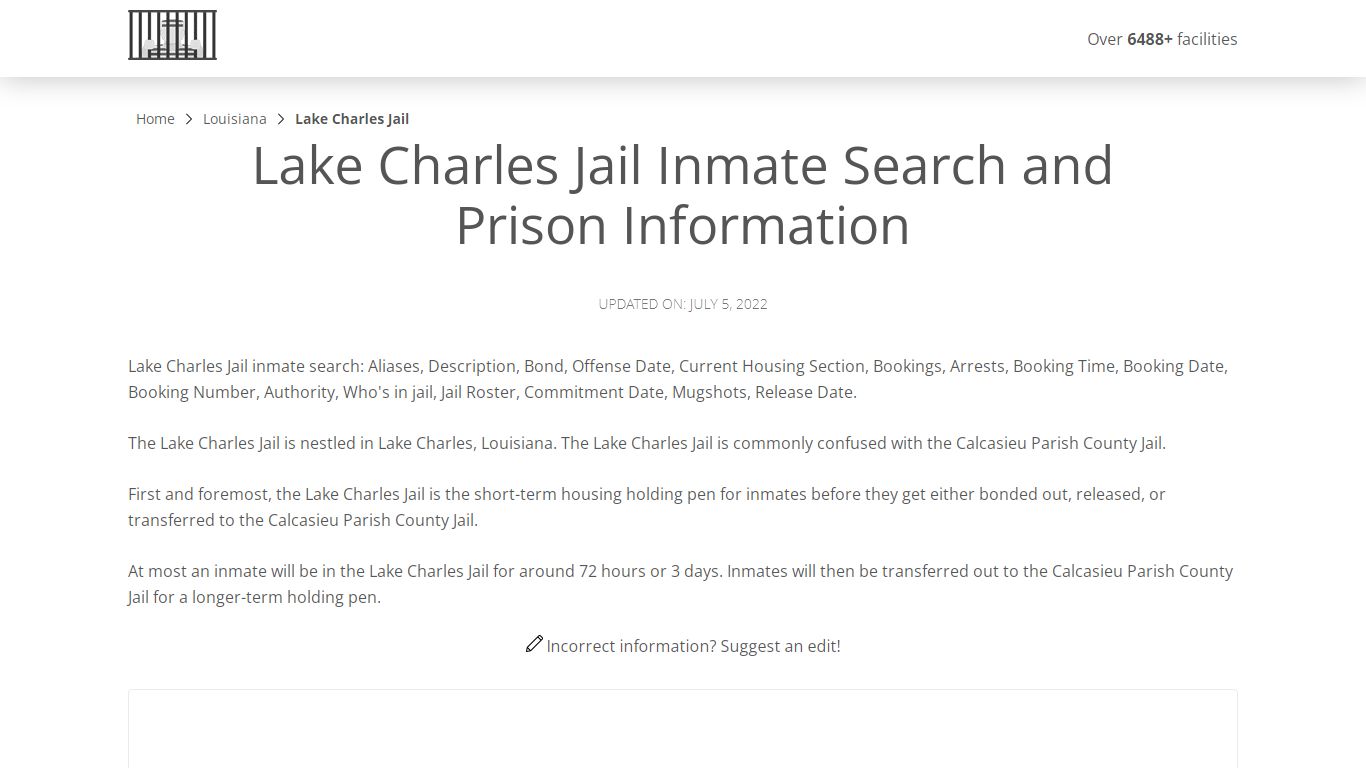 Lake Charles Jail Inmate Search, Visitation, Phone no ...